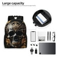 thumbnail image 3 of Defioc Gold Pattern Black Skull Print Backpack -Travel,or Work Bookbag Daypacks with 15-Inch Laptop Sleeve and Dual Water Bottle Pockets, 3 of 6