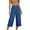 Blue, variant on Women's High Waisted Elastic Wide Leg Cropped Capri Pants with Button Decorated Patch Pockets for Summer Casual Daily Vacation Wear