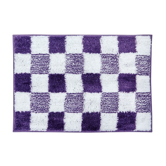 Mainstays Kids Kitten Collection Purple Check Non-Slip Bath Mat, 17" x 24"