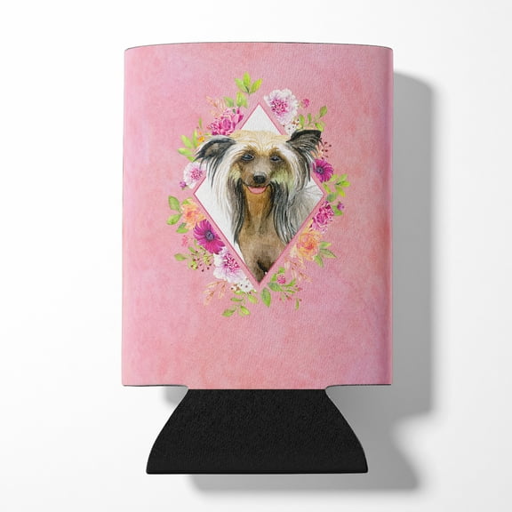 Carolines Treasures CK4130CC Chinese Crested Pink Flowers Can or Bottle Hugger Can Hugger multicolor