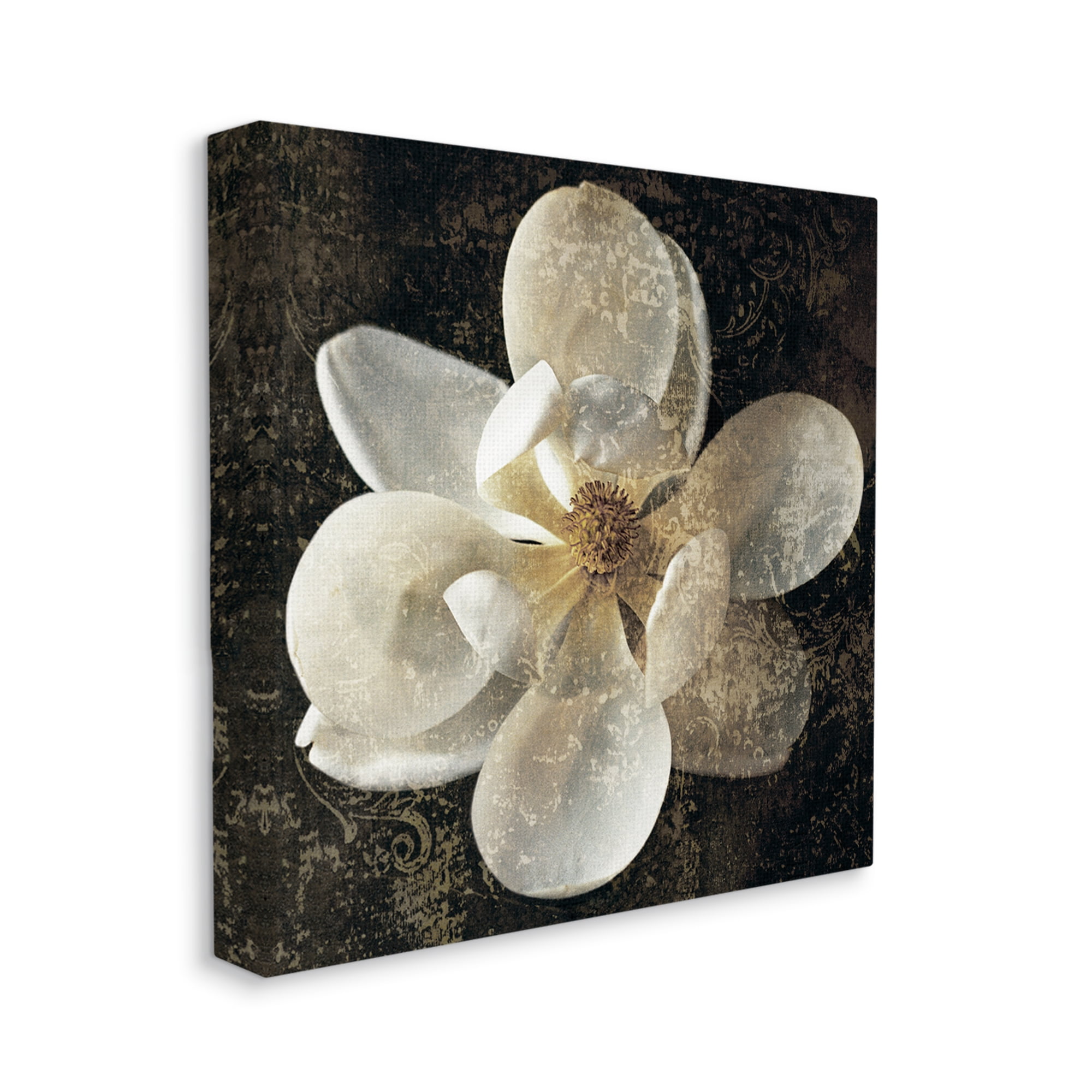 Stupell Industries Rustic Patterned Magnolia Botanical & Floral Painting Gallery Wrapped Canvas Art Print Wall Art, 24 x 24