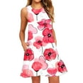 thumbnail image 1 of SMihono Robes Bohémiennes d'Été pour Femmes Grande Taille Mode Sans Manches Col Rond Décontracté avec Poche Imprimée, 1 of 4