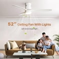 thumbnail image 6 of Sofucor 52 inch Wood Low Profile White Ceiling Fans with Lights and Remote, Modern Flush Mount Quiet Ceiling Fan for Bedroom, Reversible DC Moto, 6 of 9