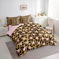 thumbnail image 3 of Feelyou Pink Stars Plum Bedding Comforter Set 7pcs, Modern Cheetah Print King Bedding Sets, 3 of 8