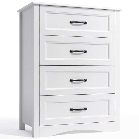 Asofer 4-Drawer Dresser Cabinet with Metal Handle, Modern Wood Chest for Bedroom, Living Room