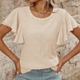 thumbnail image 5 of RMGVDSD Soft Womens T Shirts Women's Summer T Shirt With Floral Cutout And Ruffle Sleeves Casual Wear Fashion Casual Blouses, 5 of 8
