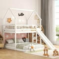 thumbnail image 2 of EUROCO Twin over Full House Bunk Bed with Slide and Built-in Ladder for Kids Teens Bedroom, White, 2 of 13