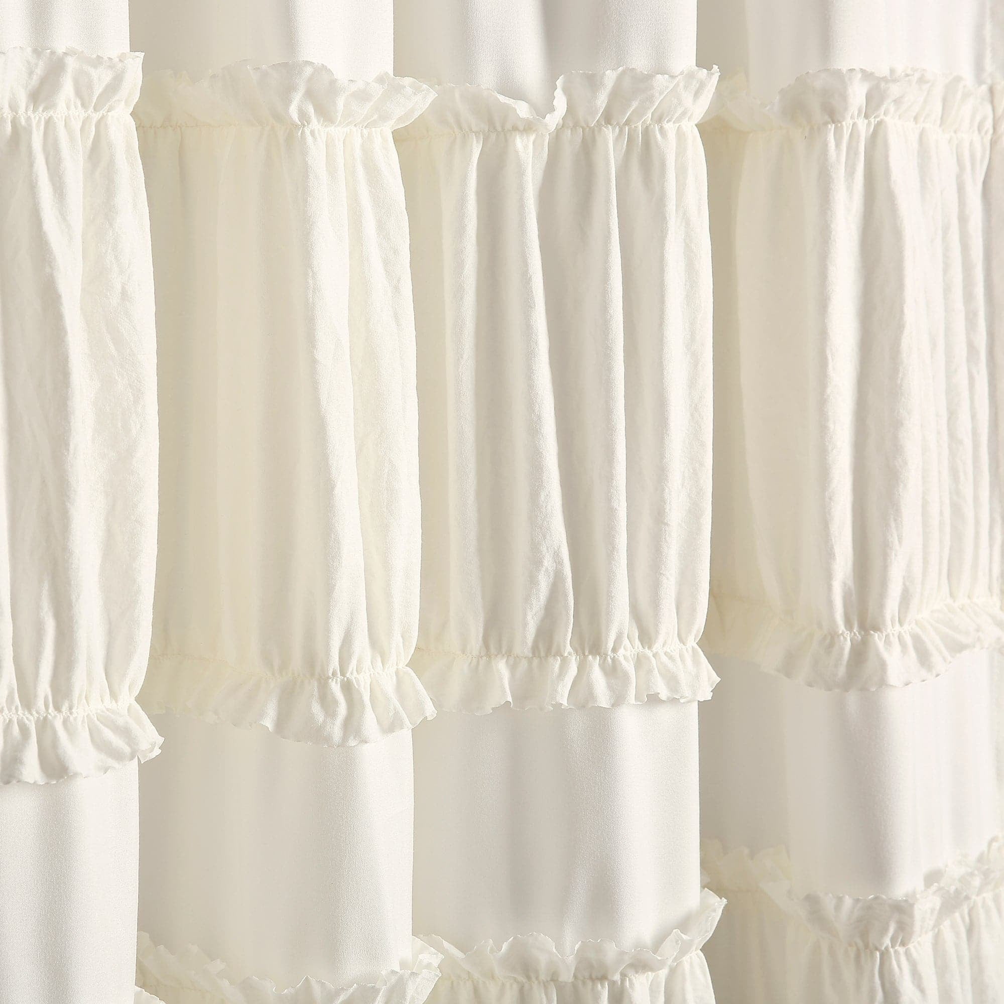 Lush Decor Nova Ruffle Ruffle 84" x 42" Textured White 3" Rod Pocket 2-Pc Set Window Panel