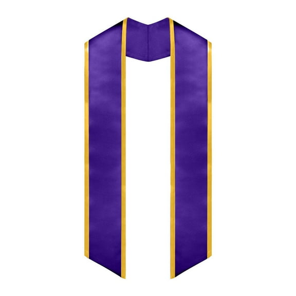 Endea Graduation Purple/Gold Plain Graduation Stole with Trim Color  Angled End