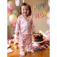 thumbnail image 5 of Cjfdfy Toddler Baby Girls Birthday Pajamas Outfits Goose Bow Cake Print Lapel Long Sleeve Lace Trim Tops And Pants Set Cute My Birthday Party Fall Winter Sleepwear 1-7Y, 5 of 9