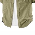 thumbnail image 6 of Men's Casual Button Down Short Sleeve Shirt Solid Color Lapel Pocket Outdoor Quick Dry Breathable Shirt Tops For Golf Hiking Vacation Travel Fashion Essential Gift | JASKFLY,Khaki L, 6 of 6