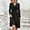 Black, variant on Women's Long Sleeve V-Neck Cross Ruched Waist Swing A-Line Midi Dress Elegant Flared Hem for Party Evening Occasions Black,L