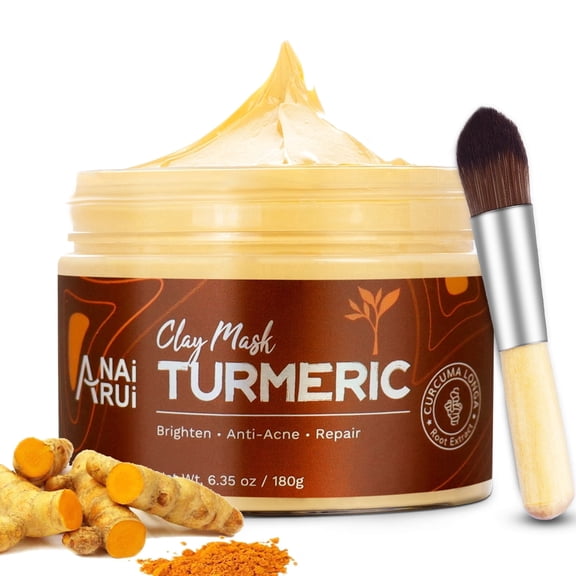 ANAiRUi Turmeric Clay Mask with Vitamin C & Kaolin Clay, Cleansing for Radiant & Smooth Skin, 6.35 oz