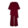 thumbnail image 4 of RKSTN Lounge Ensembles pour Femmes Ensembles en Lin Flammé pour Femmes 2 Pcs Col Ras du Cou Manches Courtes Coupe Ample Ensembles Décontractés, 4 of 7