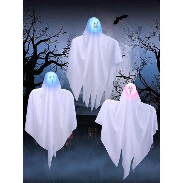 3 piezas de decoración de fantasmas de Halloween, luz de fantasma colgante de Halloween, luces de decoración de Halloween para Halloween, árbol de jardín interior y exterior LingWen 1327533357944