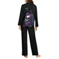 thumbnail image 4 of Garronmavis Skull Rose Women's Sleepwear Pajama Set Long Sleeve Pjs V Neck Notch Collar Sleepwear Soft Comfy Casual Lounge Set with Pockets, 4 of 7