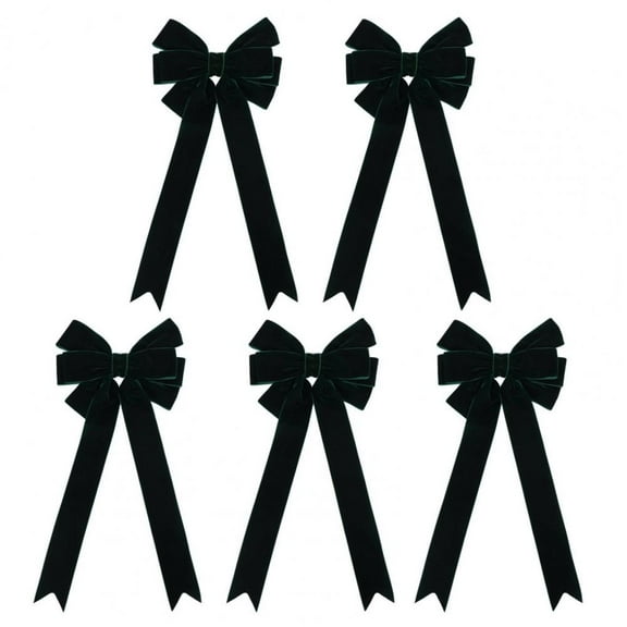 5Pcs Christmas Tree Bow Set Velvet Christmas Bows Elegant Christmas Velvet Bows for Tree Topper Wreath Decoration Gift Wrapping (Green)