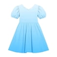 thumbnail image 5 of Ashirexll Girls Summer Dress Children Short Sleeve Round Neck Classic Back Solid Color Casual A-Line Dress for Preteen Kids, 5 of 7