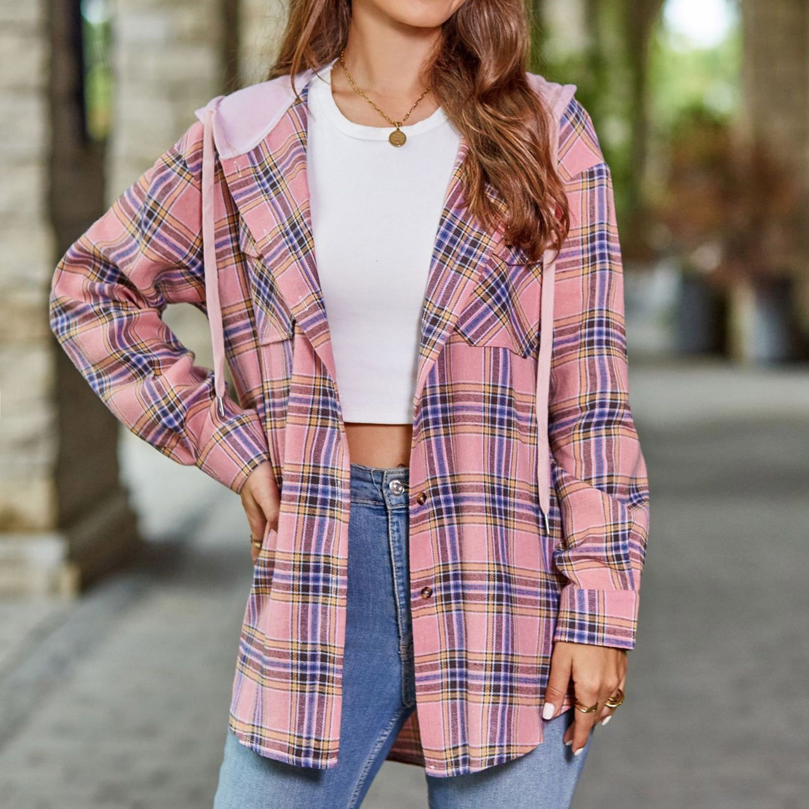 Chemise Longue À Carreaux Femme