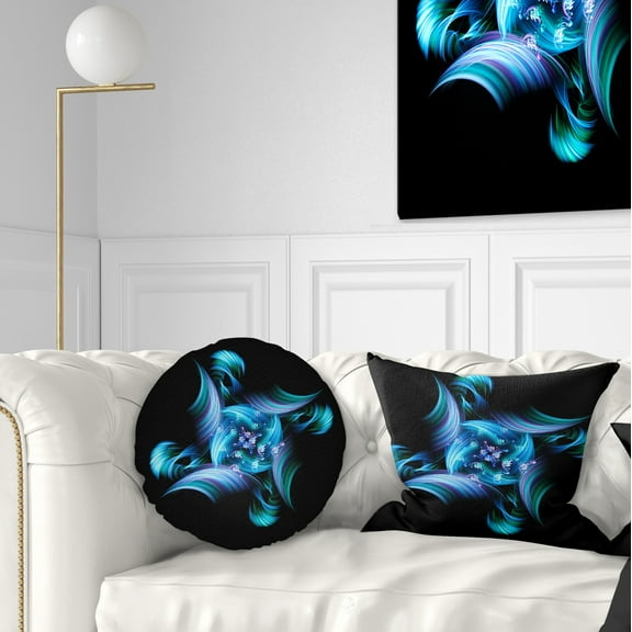 Designart Multi Colored Blue Stained Glass - Floral Throw Pillow - 12x20
