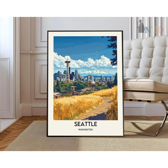 Seattle Print, Seattle Wall Art, Seattle Poster, Seattle Photo, Seattle Poster Print, Seattle Travel Poster, Cascade Mountains Seattle Wall Art, Modern Wall Decor, 8x12 UNFRAMED