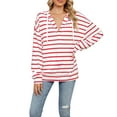 thumbnail image 3 of SHIBEVER Hoodies for Women Long Sleeve Tops Color Block Striped Shirts V Neck Hooded Sweatshirts Pullover Tops Fall Clothing Casual Loose Lightweight Tunic Tops, 3 of 7