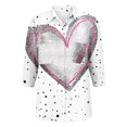 thumbnail image 4 of Gkeoshab Valentine's Day Spring Women's Sleeve Blouse Bubble Wrinkles Heart Print Shirt Crinkle Top Grey XXL, 4 of 5