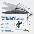 thumbnail image 3 of Ataucjin 10FT Offset Patio Umbrella, Hanging Cantilever Umbrella with 360 Rotating Base Outdoor Sun Shade with Easy Tilt Adjustment, 8 Ribs, UV Protection for Backyard, Lawn, Garden and Pool, 3 of 7
