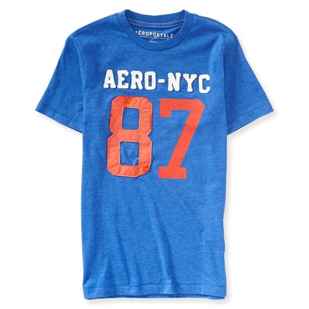 Camiseta gráfica Aeropostale NYC 87 para hombre azul extragrande