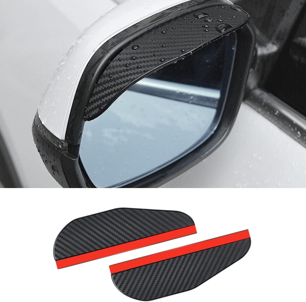 2PCS Car Rear View Mirror Rain Visor Guard,Universal Car Rear View Mirror  Rain Cover,Waterproof Auto Mirror Rain Visor,Carbon Fiber Car Side Mirror