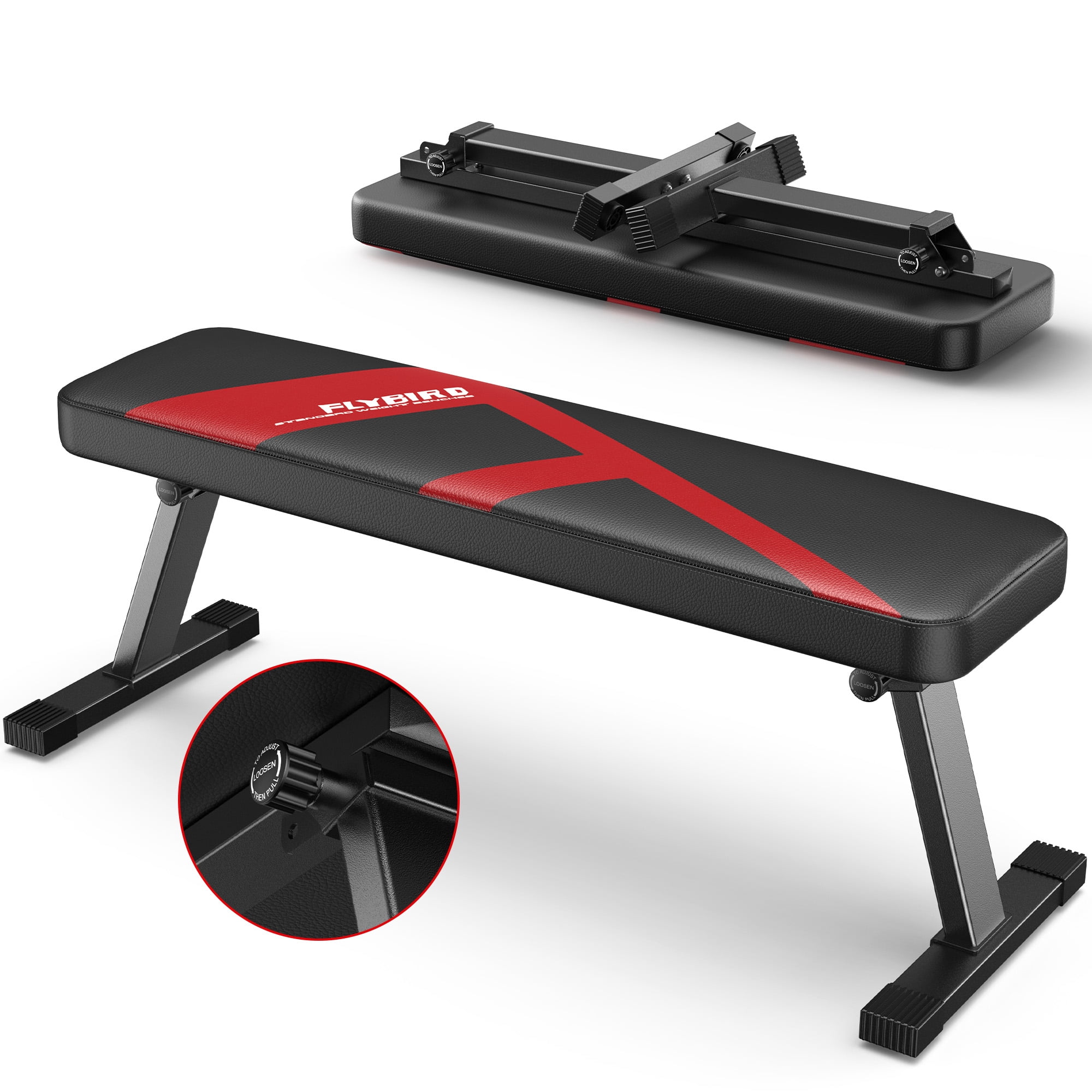 FLYBIRD 660LBS Folding Flat Bench, Sturdy Lightweight and Space-saving ...