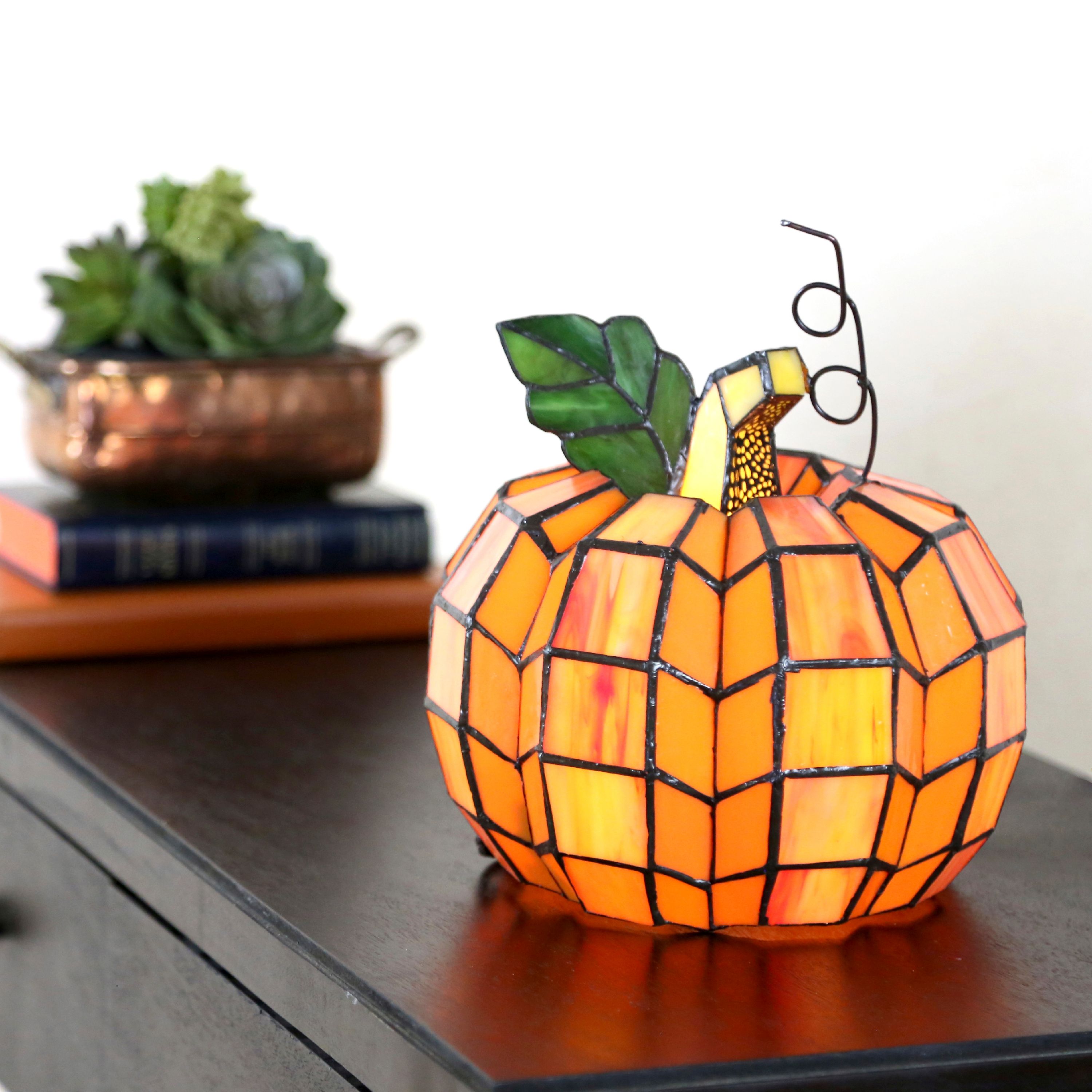 River of Goods Patch the Pumpkin Stained Glass Accent Lamp - image 2 of 7