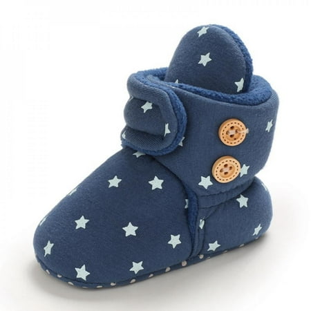 

Bullpiano Infant Baby Boy Girl Toddler Shoes Star Print Prewalkers Booties Winter Soft Anti-slip Warm Crib Shoes