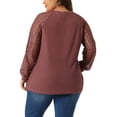 thumbnail image 3 of Agnes Orinda Women's Plus Size Valentines Day Tops Lace Crew Neck Long Sleeve Casual Loose Blouses T-Shirts 2X Purple Red, 3 of 6
