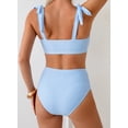 thumbnail image 6 of SHEWIN Swimsuit Women Striped Bikinis Sets Shoulder Strap Knot Two Piece Bathing Suits High Waisted Tummy Control Full Coverage Swimwear, 6 of 9