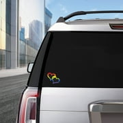 Auto Drive Interlocking Rainbow Pride Hearts Vinyl Auto Decal, 4.5” x 5”