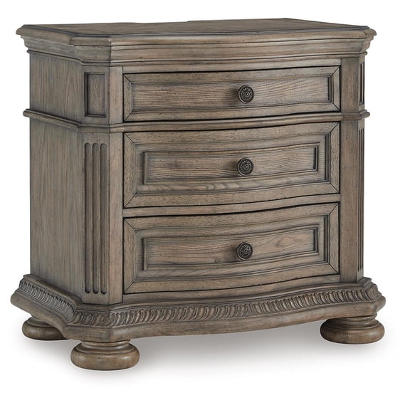 Signature Design by Ashley Ardenfield Three Drawer Night Stand with USB Ports, Light Brown