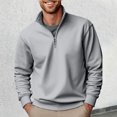 thumbnail image 2 of VNKIDY Men's Sweatshirt Autumn Winter Casual Solid Color Quarter Zip Pullover Stand Collar Long Sleeve Loose Fit Warm Sweatshirt For Daily Wear Versatile Tops, 2 of 6