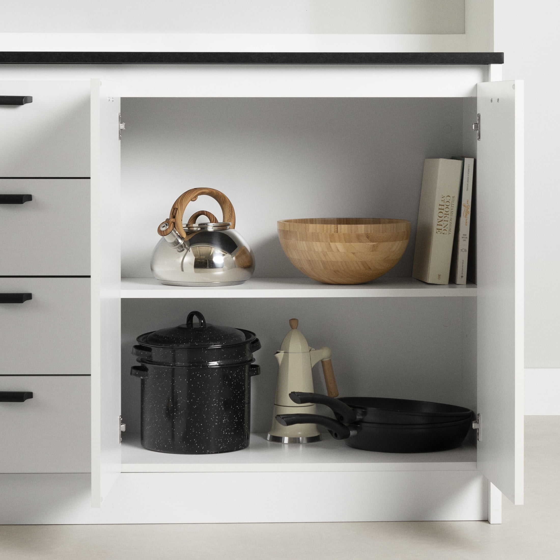 South Shore Myro, Farmhouse Kitchen Island,  Black