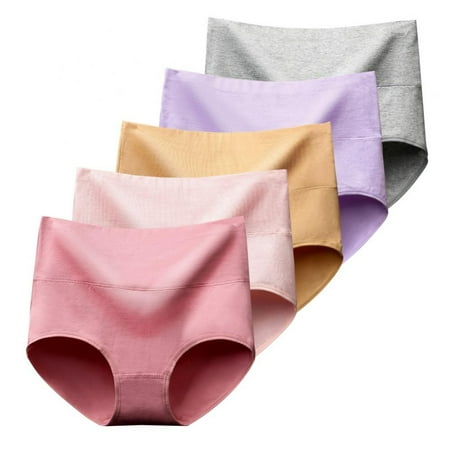 

5pcs Women Panties High Waist Belly Panties Cotton Seamless Briefs Buttock Underpants Lady Solid Color Slim Briefs