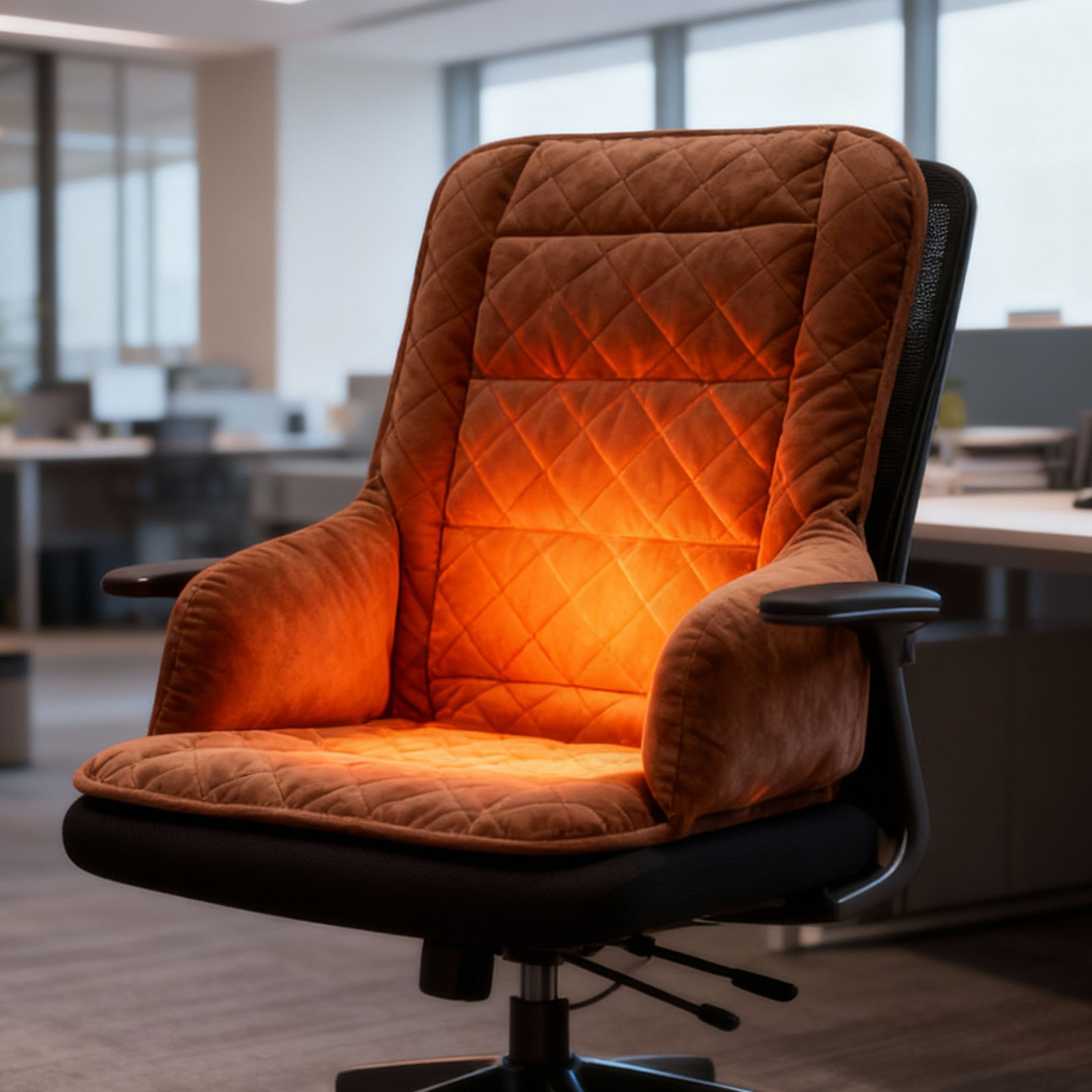 Heated Office Chair Cushion with Lumbar Support, USB Powered Heating Seat Pad with 3 Heat Levels, Large Area Warmth for Desk Chairs, Wheelchairs and Home Office Use with Timer Function