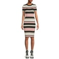 thumbnail image 2 of No Boundaries Juniors' Short Sleeve Metallic Stripe Dress, 2 of 5