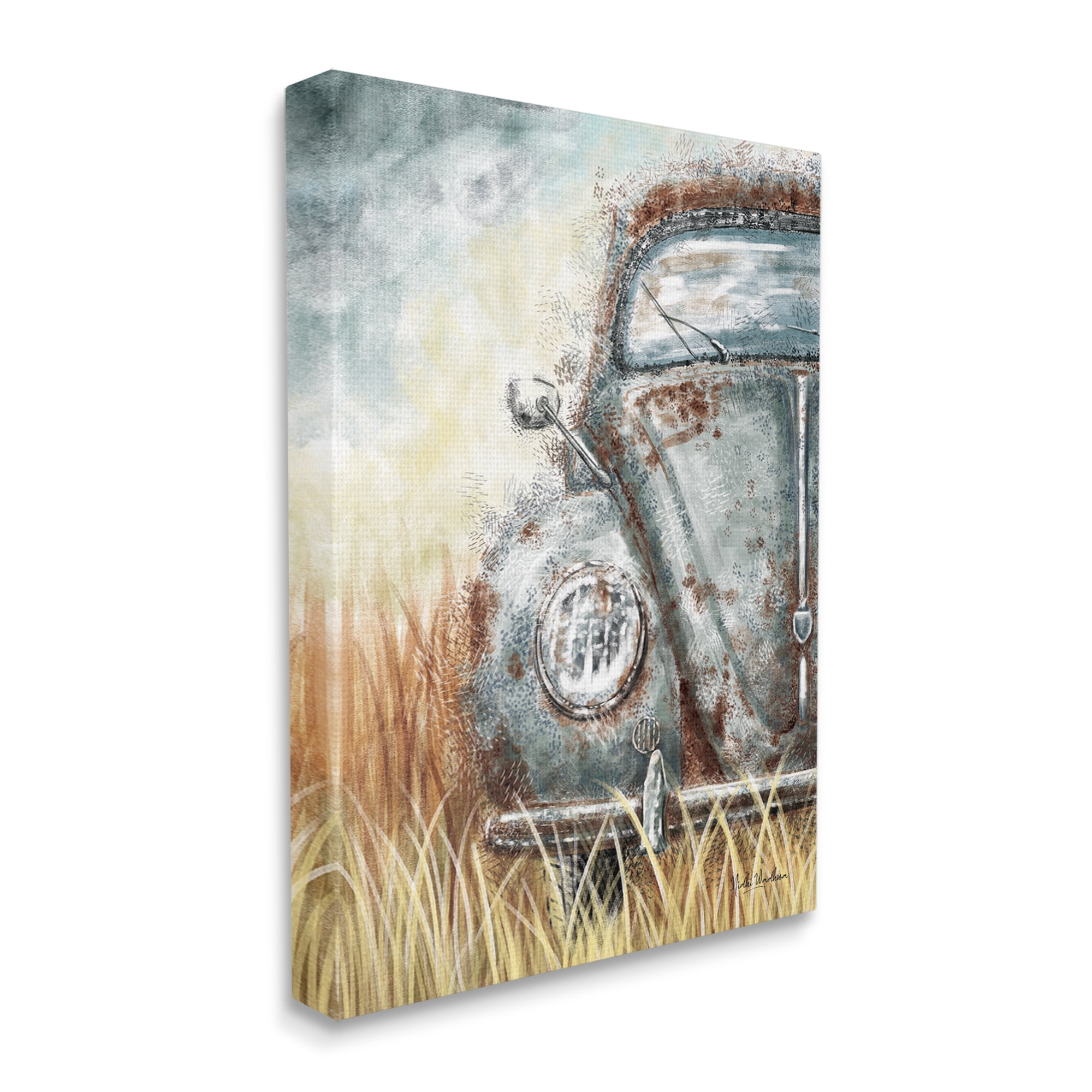 Stupell Industries Vintage Car Country Field Transportation Painting Gallery Wrapped Canvas Print Wall Art, 30 x 40