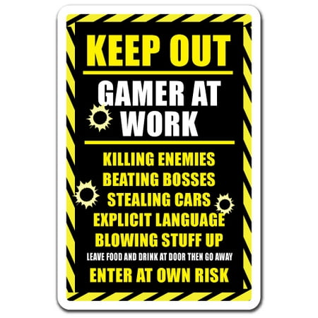 KEEP OUT GAMER AT WORK Aluminum Sign xbox ps3 ps4 playstation warning | Indoor/Outdoor | 14
