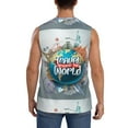 thumbnail image 4 of Fotbe Men's Travel Around The World Print Men's Sleeveless Muscle Tank Tops Casual T-Shirts for Gym Workout Beach-X-Large, 4 of 8