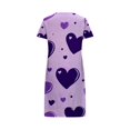 thumbnail image 4 of RANJIE Women's Plus Size Nightgown Heart Print Short Sleeve Crewneck Loose Sleep Dress Nightwear for Valentine's Day, Purple XL, 4 of 4