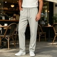 thumbnail image 2 of Mens Big & Tall Casual Golf Pants Drawstring Elastic Waist Baggy Sweatpants Flat Front Slacks Lightweight Loose Fit Summer Beach Trousers Size M-5XL Khaki, 2 of 5