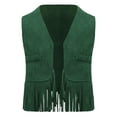 thumbnail image 3 of iiniim Baby Girls Faux Suede Tassel Vest Western Cowgirls Fringe Waistcoat Hippie Cardigan Jacket Green 3T, 3 of 5