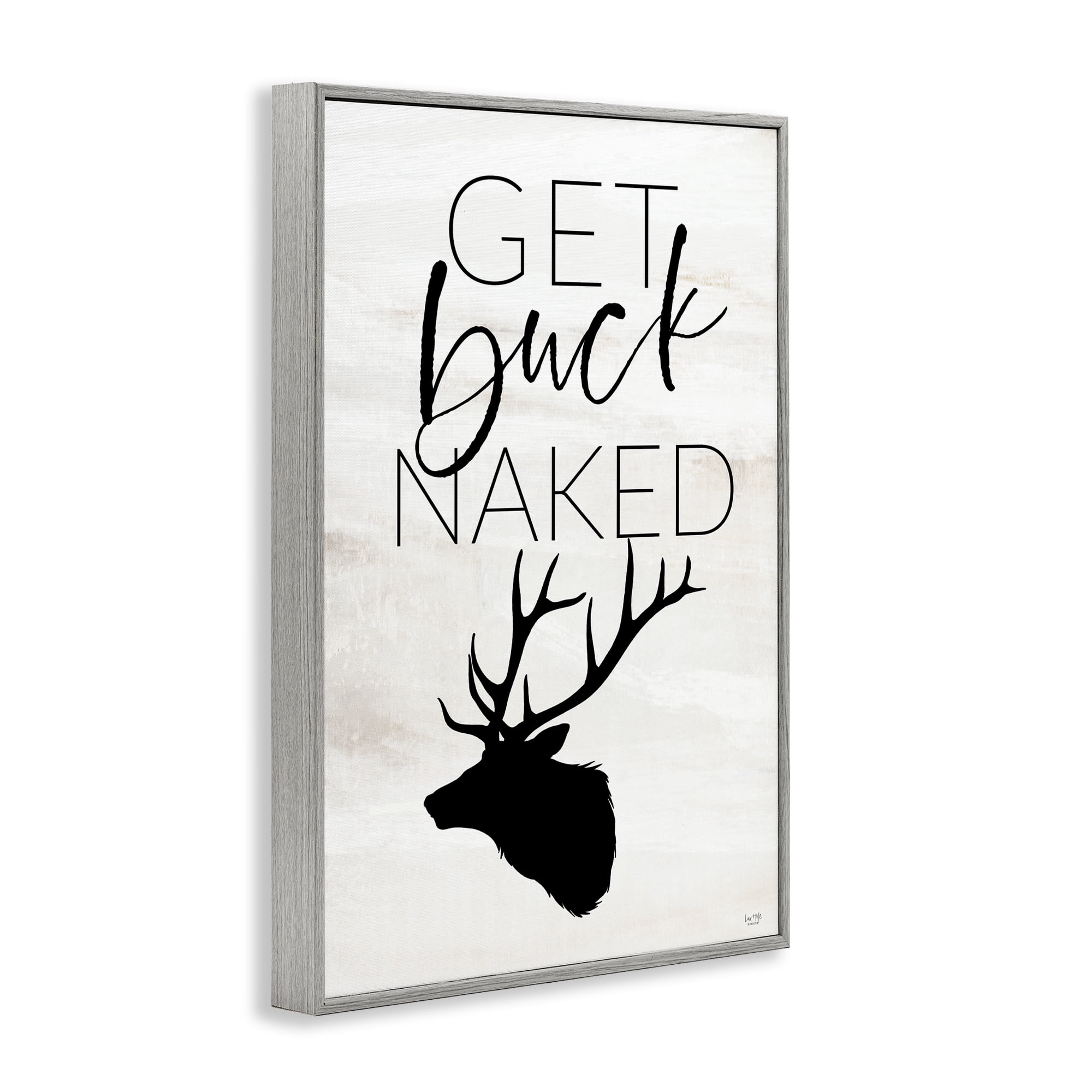 Stupell Industries Get Buck Naked Gray Framed Giclee Art, design by Lux + Me Designs