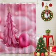 thumbnail image 5 of Christmas Shower Curtains for Bathroom, Winter Pink Christmas Tree Xmas Ball Snow Waterproof Fabric Shower Curtain for Bathroom Bathtub Decoration, Machine Washable, 54x"78", 5 of 9